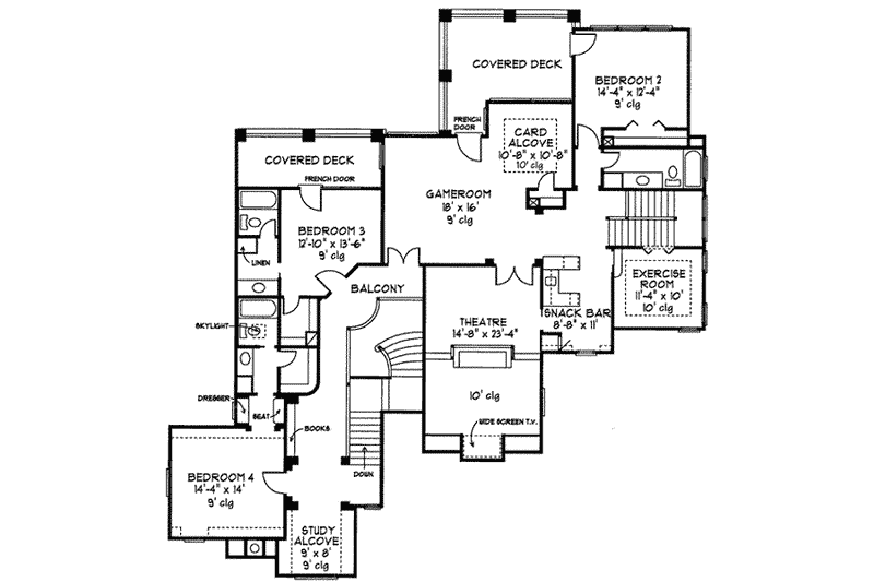 Home Plan - Floor Plan - Upper Floor for European House Plan #410-261 - 4 bed, 4.5 bath
