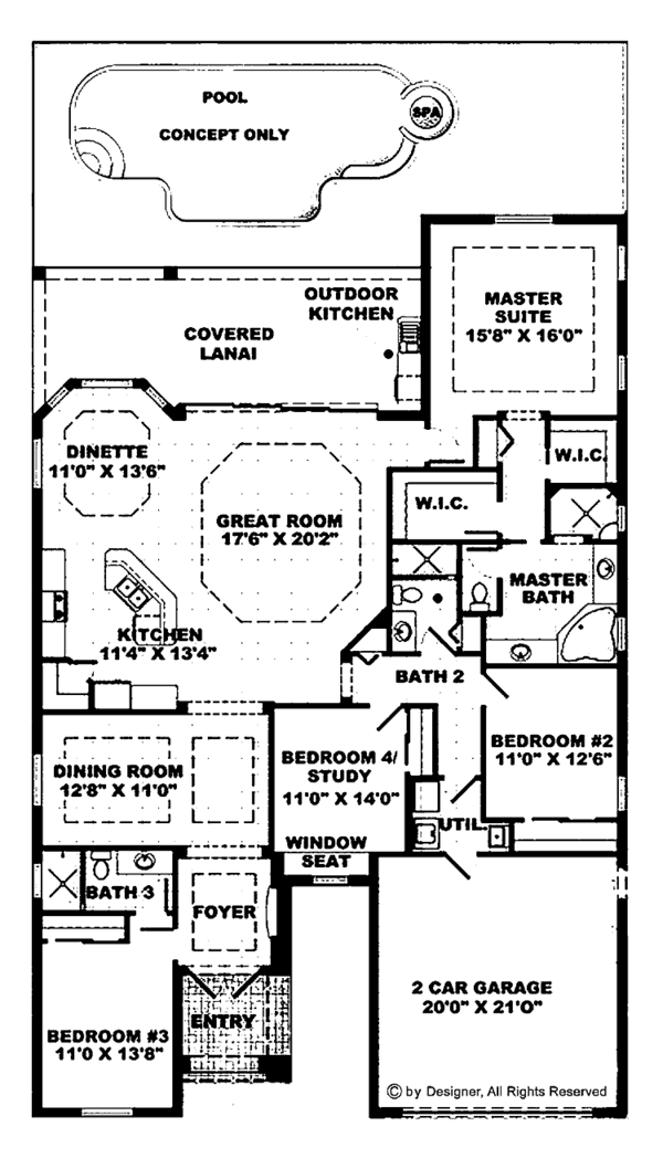 House Plan Design - Mediterranean Floor Plan - Main Floor Plan #1017-50