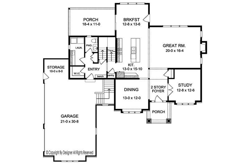 Dream House Plan - Floor Plan - Main Floor for Colonial House Plan #1010-168 - 4 bed, 2.5 bath