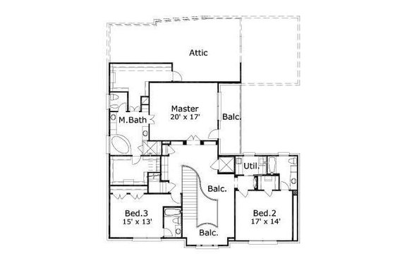 Floor Plan - Upper Floor for Colonial House Plan #411-660 - 3 bed, 3.5 bath