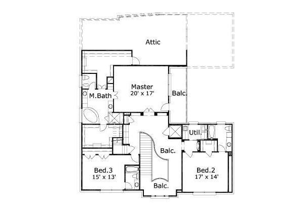 Colonial Floor Plan - Upper Floor Plan #411-660
