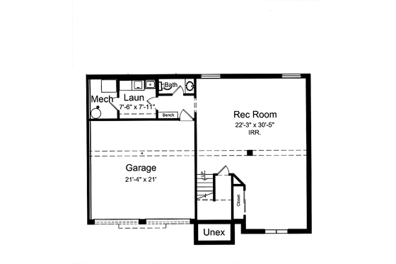 Floor Plan - Lower Floor 1 for Traditional House Plan #46-805 - 3 bed, 3 bath