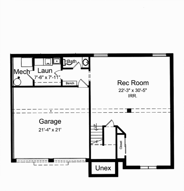 House Design - Traditional Floor Plan - Lower Floor Plan #46-805