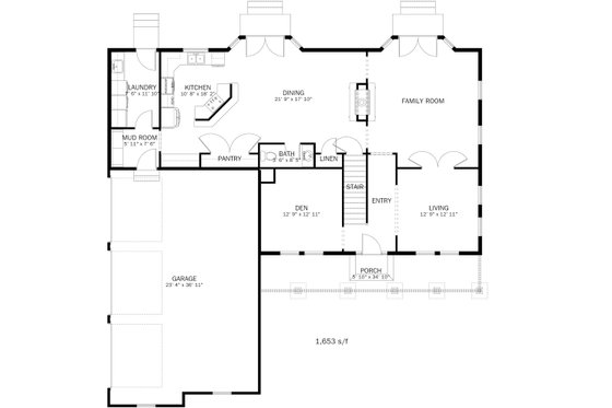 Floor Plan - Main Floor for Farmhouse House Plan #1060-1 - 4 bed, 2.5 bath