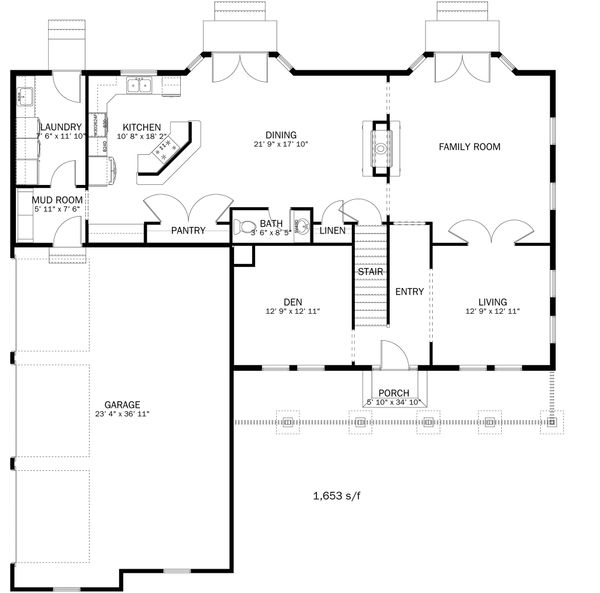 Home Plan - Farmhouse Floor Plan - Main Floor Plan #1060-1