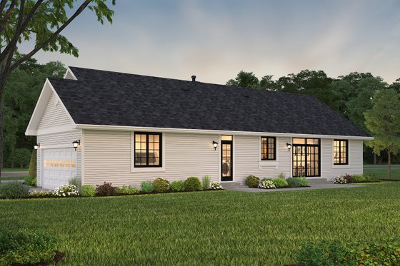Exterior - Rear Elevation 1 for Ranch House Plan #18-9546 - 3 bed, 2 bath