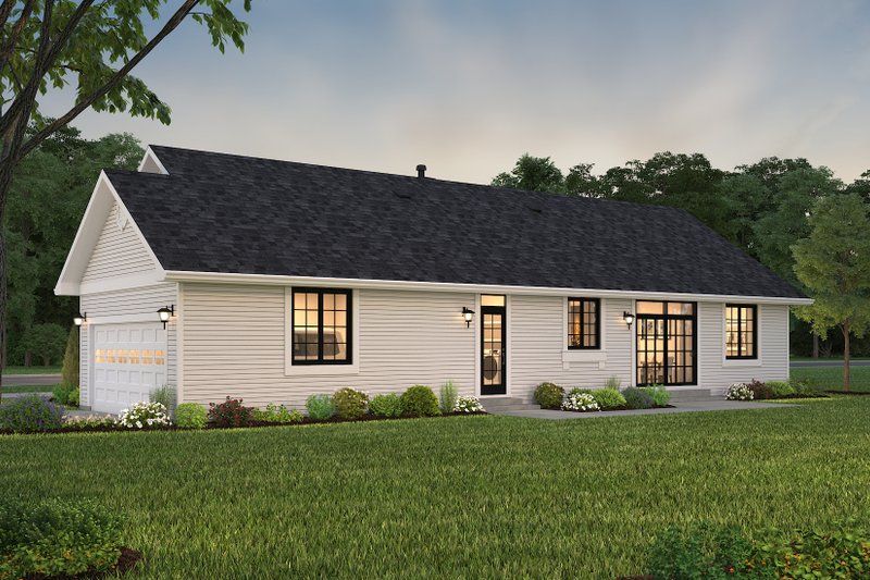Dream House Plan - Exterior - Rear Elevation 1 for Ranch House Plan #18-9546 - 3 bed, 2 bath
