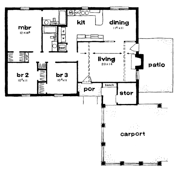 Home Plan - Colonial Floor Plan - Main Floor Plan #36-568