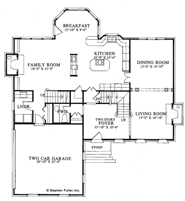 Home Plan - Colonial Floor Plan - Main Floor Plan #429-93