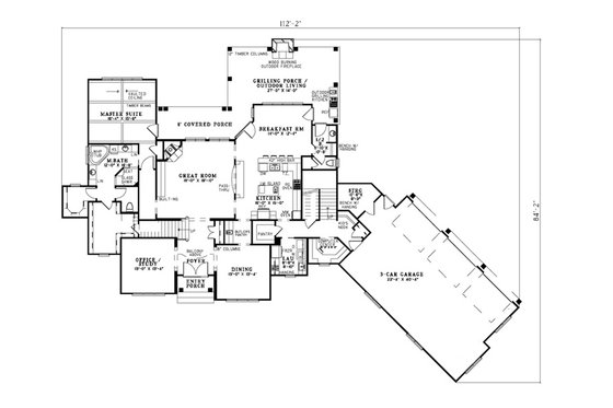 Floor Plan - Main Floor for European House Plan #17-2380 - 4 bed, 3.5 bath