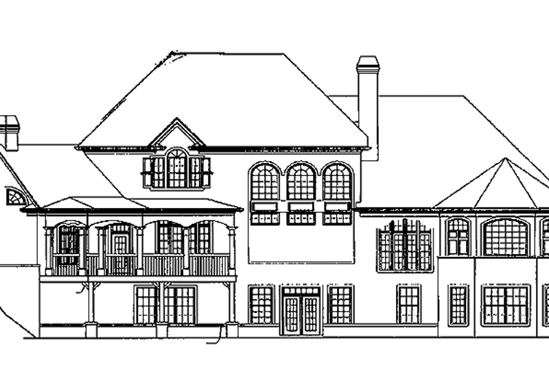 House Blueprint - Exterior - Rear Elevation for Traditional House Plan #54-182 - 4 bed, 5 bath