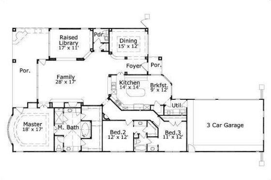 Floor Plan - Main Floor for European House Plan #411-873 - 3 bed, 2.5 bath