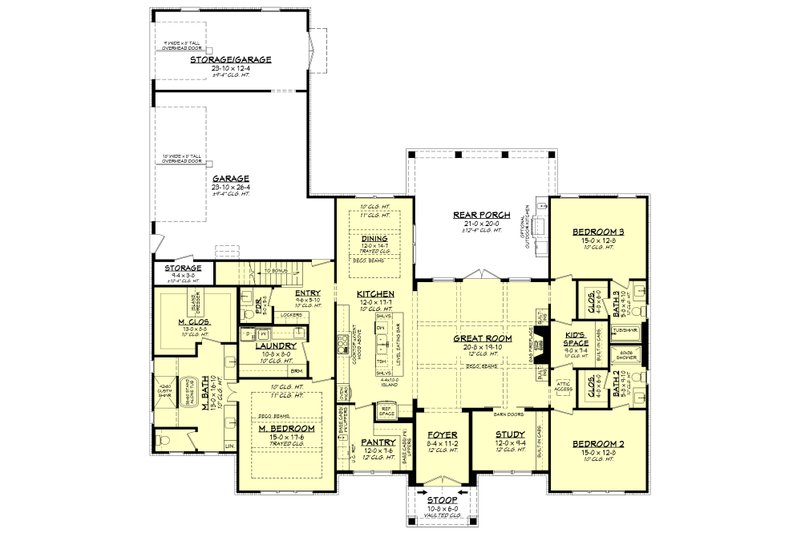Dream House Plan - Floor Plan - Main Floor for Farmhouse House Plan #430-408 - 3 bed, 3.5 bath