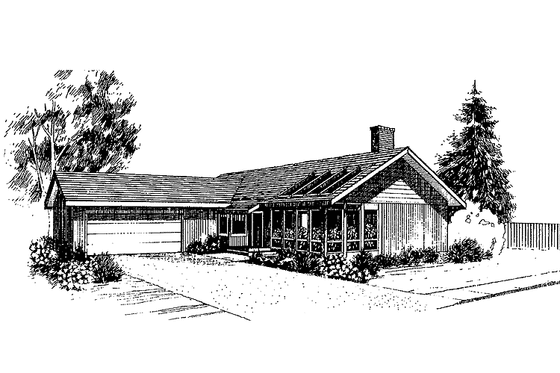 Exterior - Front Elevation 3 for Country House Plan #60-958 - 3 bed, 2 bath