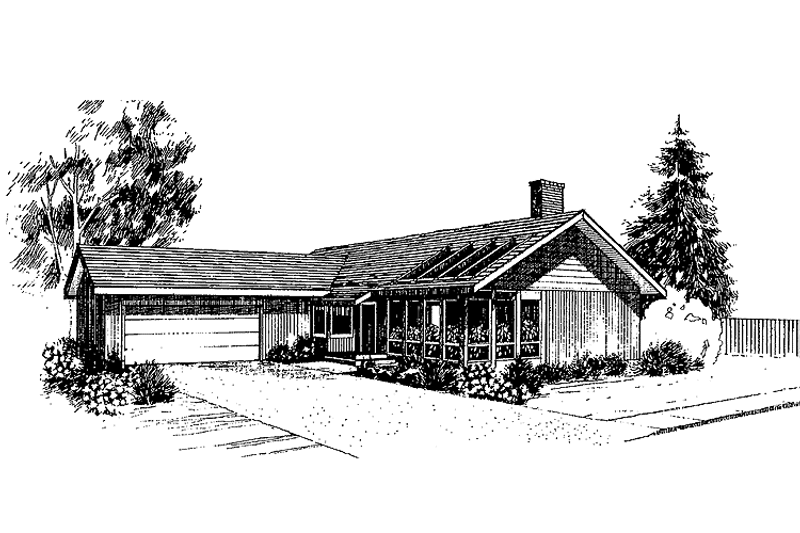 Architectural House Design - Exterior - Front Elevation 3 for Country House Plan #60-958 - 3 bed, 2 bath