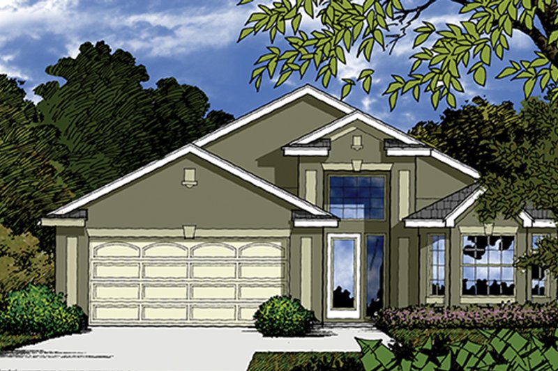 Dream House Plan - Exterior - Front Elevation 4 for Mediterranean House Plan #417-820 - 3 bed, 2 bath
