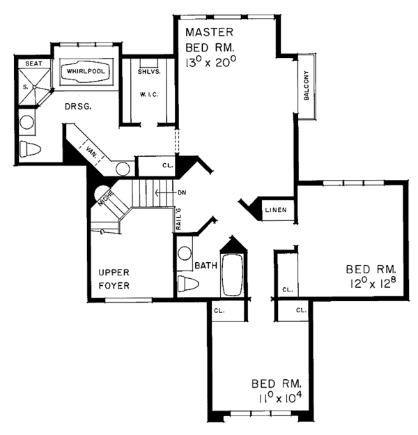 House Blueprint - Contemporary Floor Plan - Upper Floor Plan #72-995