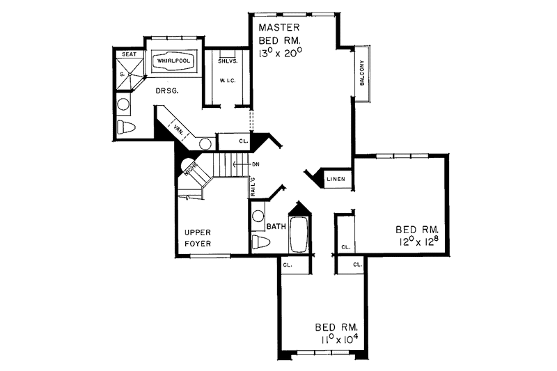 Home Plan - Floor Plan - Upper Floor for Contemporary House Plan #72-995 - 3 bed, 2.5 bath