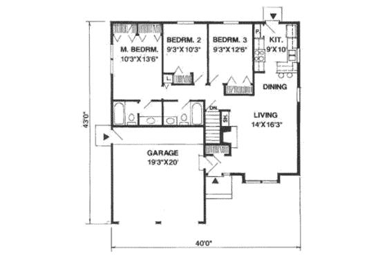 Floor Plan - Main Floor for Traditional House Plan #116-147 - 3 bed, 2 bath