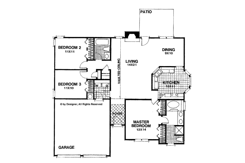 Home Plan - Floor Plan - Main Floor for Mediterranean House Plan #56-657 - 3 bed, 2 bath