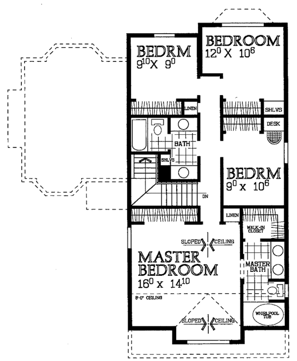 Architectural House Design - Mediterranean Floor Plan - Upper Floor Plan #72-955