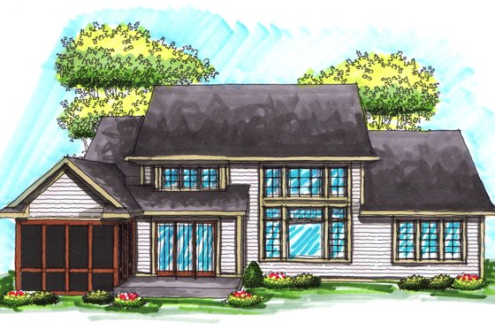 Exterior - Rear Elevation for Traditional House Plan #70-1037 - 3 bed, 2.5 bath