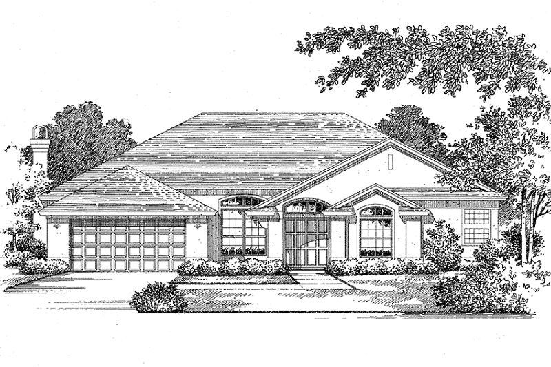 Home Plan - Exterior - Front Elevation 3 for Mediterranean House Plan #999-24 - 4 bed, 2.5 bath