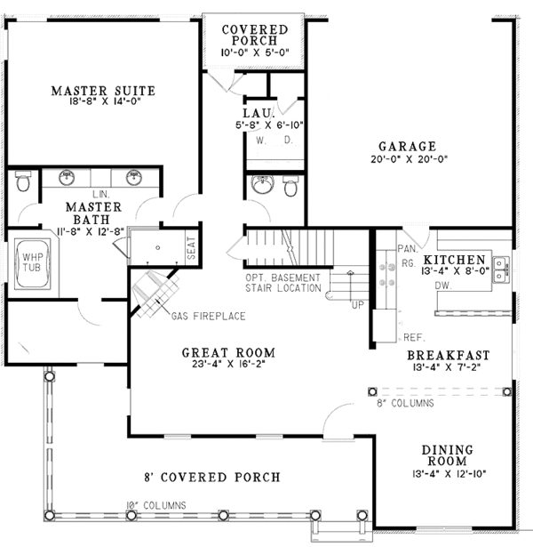 Architectural House Design - Country Floor Plan - Main Floor Plan #17-2999