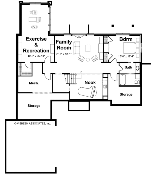 Architectural House Design - Craftsman Floor Plan - Lower Floor Plan #928-87