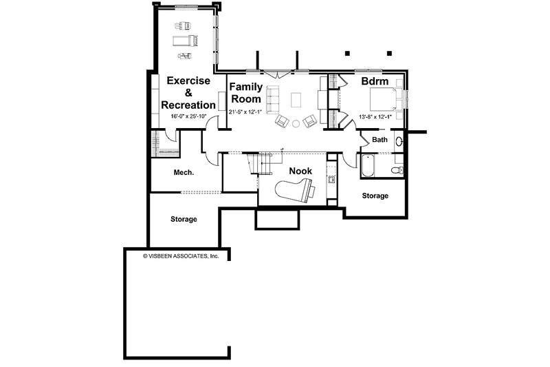 Home Plan - Floor Plan - Lower Floor for Craftsman House Plan #928-87 - 2 bed, 2.5 bath