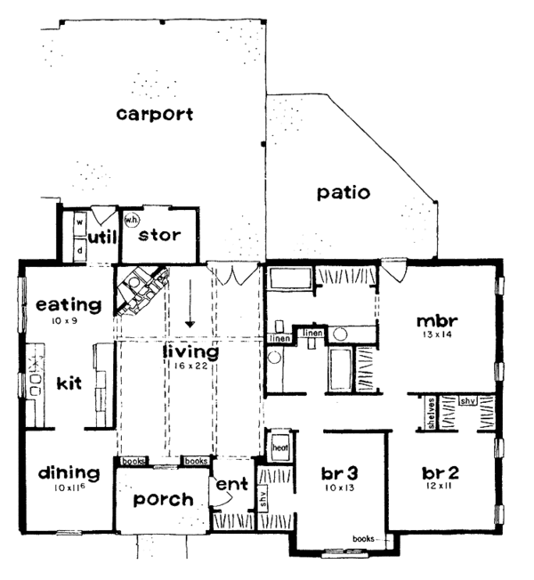 Home Plan - Ranch Floor Plan - Main Floor Plan #36-608