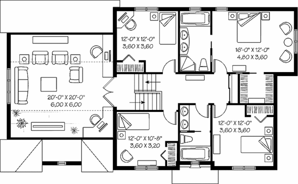 Traditional Floor Plan - Upper Floor Plan #23-2392