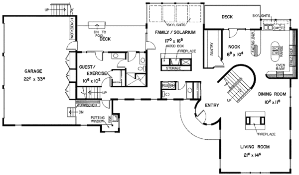 House Blueprint - Tudor Floor Plan - Main Floor Plan #60-796