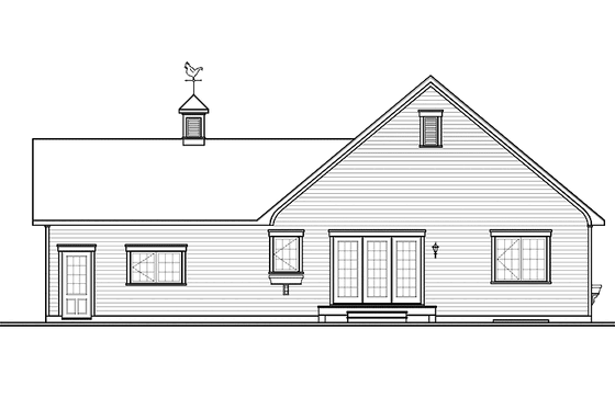 Exterior - Rear Elevation for Country House Plan #23-2518 - 2 bed, 1 bath