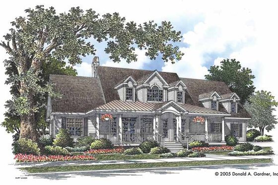 Exterior - Front Elevation 3 for Farmhouse House Plan #929-727 - 4 bed, 2 bath
