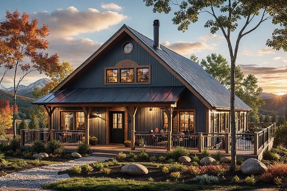 Exterior - Front Elevation 3 for Cottage House Plan #124-452 - 3 bed, 2 bath