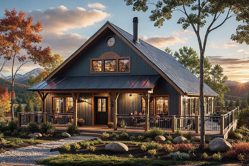 Home Plan - Exterior - Front Elevation 3 for Cottage House Plan #124-452 - 3 bed, 2 bath