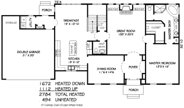 Bungalow Floor Plan - Main Floor Plan #424-381
