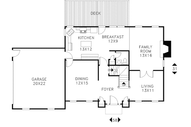 Home Plan - Floor Plan - Main Floor for Colonial House Plan #56-145 - 4 bed, 2.5 bath