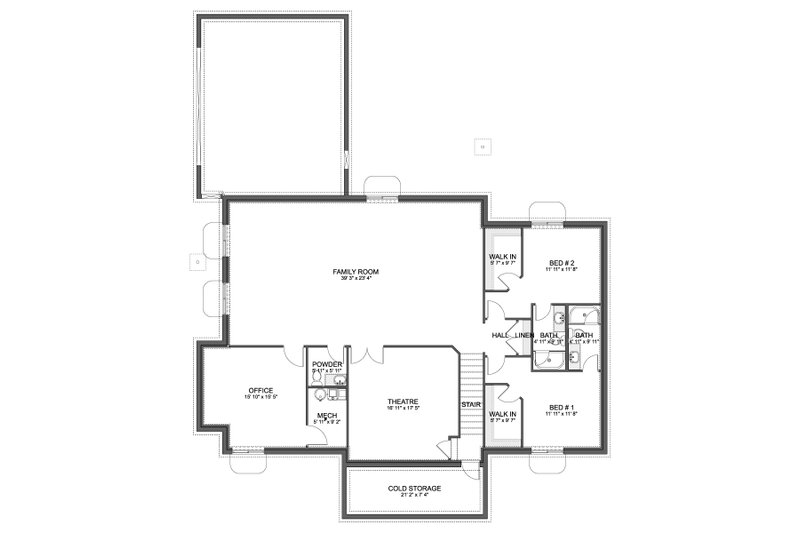 Dream House Plan - Floor Plan - Lower Floor for Cottage House Plan #1060-364 - 3 bed, 3.5 bath
