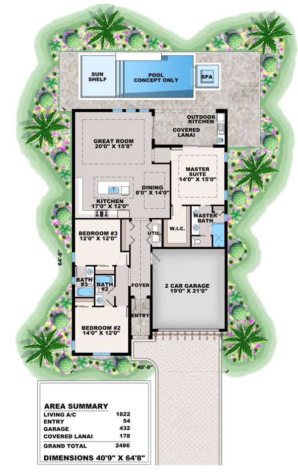 House Design - Mediterranean Floor Plan - Main Floor Plan #27-575