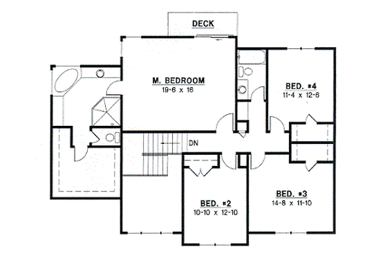 Floor Plan - Upper Floor for Traditional House Plan #67-550 - 4 bed, 2.5 bath