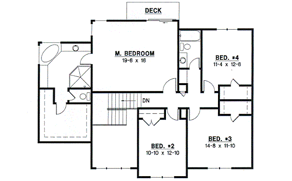 Traditional Floor Plan - Upper Floor Plan #67-550