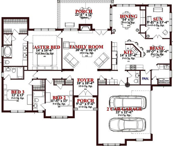 Traditional Floor Plan - Main Floor Plan #63-346