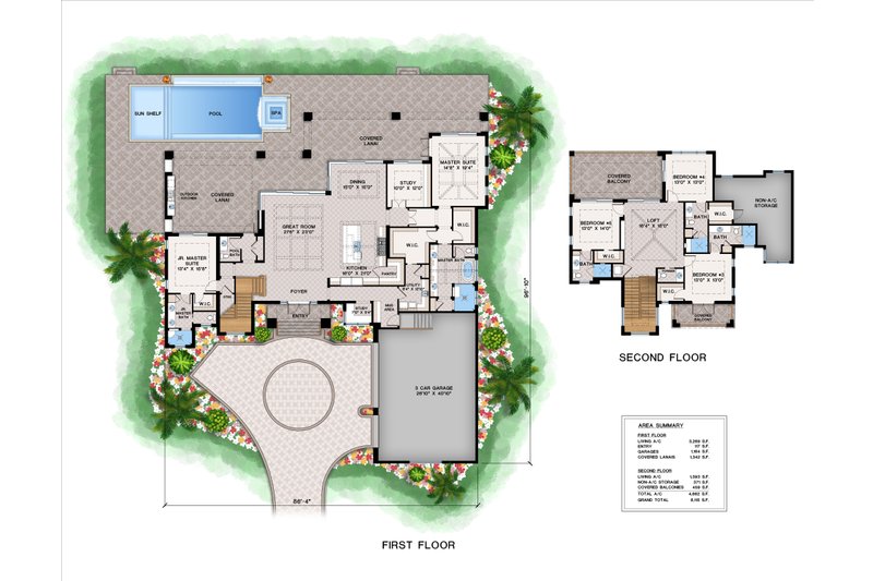 House Design - Floor Plan - Main Floor for Contemporary House Plan #1083-25 - 5 bed, 6.5 bath