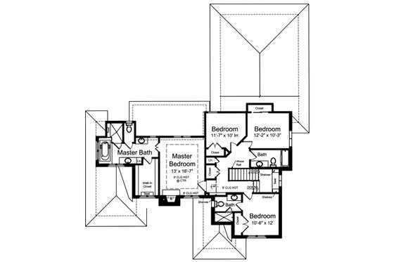 Floor Plan - Upper Floor for Traditional House Plan #46-870 - 4 bed, 3.5 bath