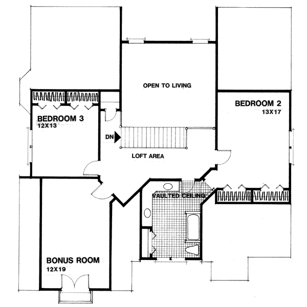House Design - European Floor Plan - Upper Floor Plan #56-186