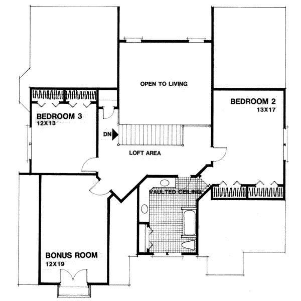 European Floor Plan - Upper Floor Plan #56-186