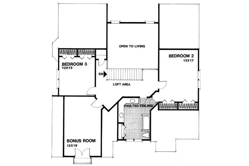 Home Plan - Floor Plan - Upper Floor for European House Plan #56-186 - 4 bed, 2.5 bath