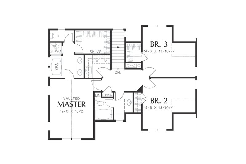 House Plan Design - Floor Plan - Upper Floor for European House Plan #48-558 - 3 bed, 2.5 bath